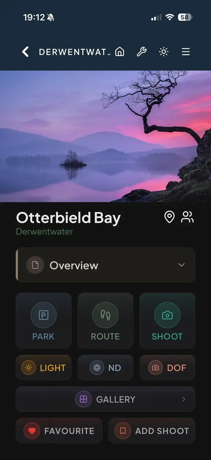 PhotoScout Otterbield Bay spot saved as a favourite