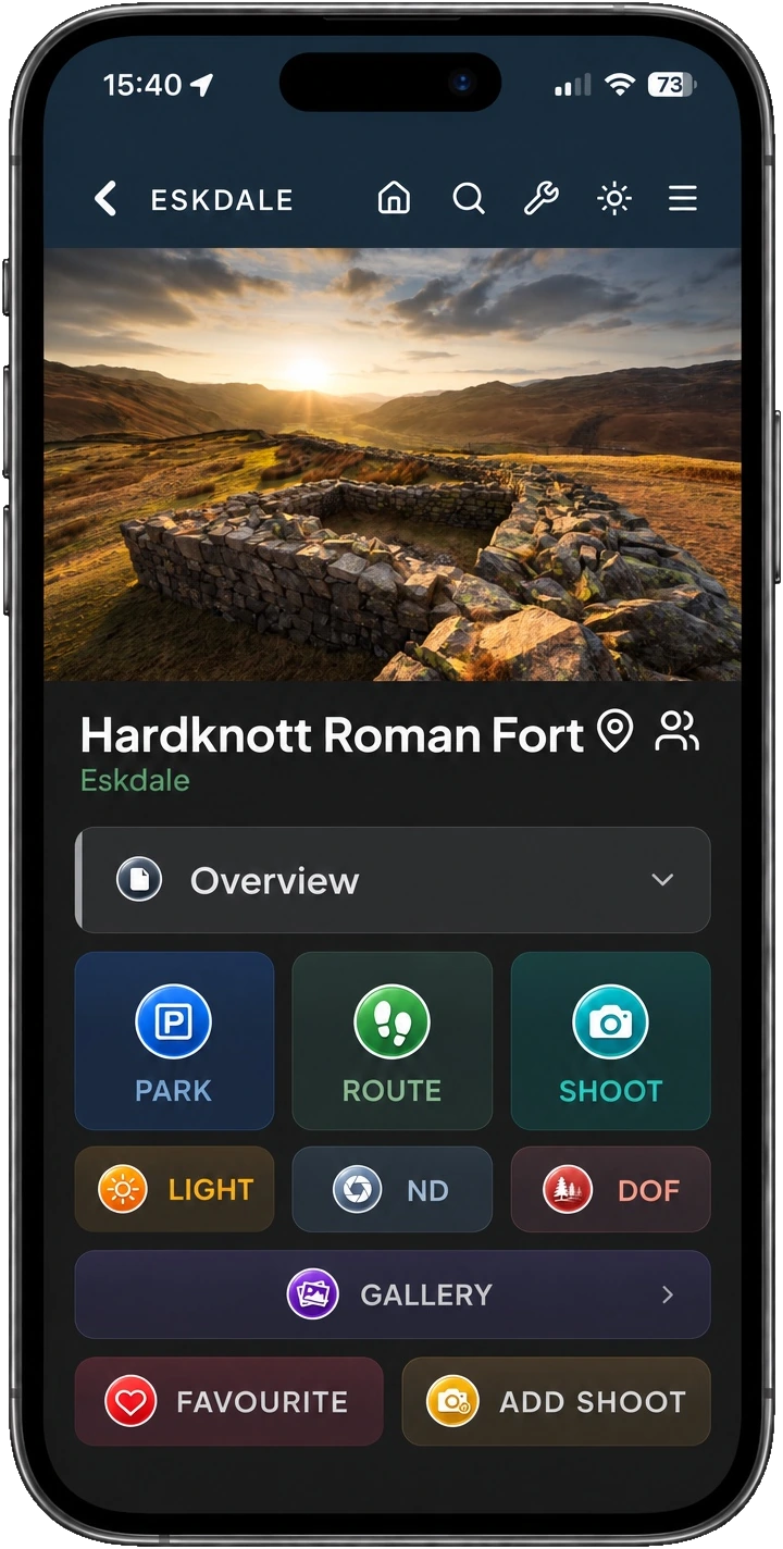 Photoscout spot guide for Hardknott Roman Fort in Eskdale