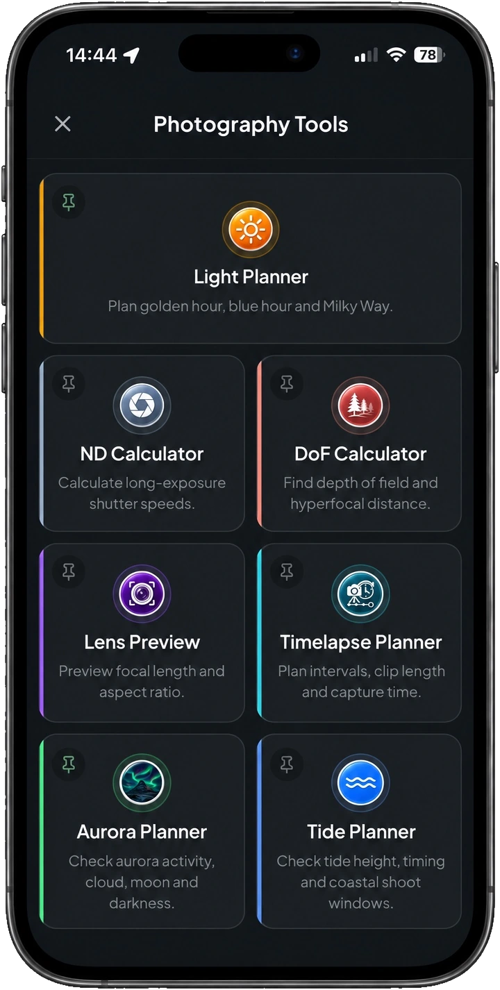 Photoscout photography toolkit overview